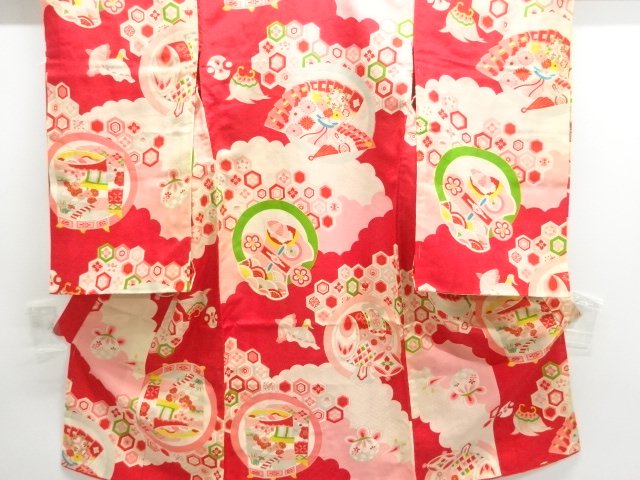 JAPANESE KIMONO / ANTIQUE KIMONO / SILK / ROUNDEL WITH TREASURES